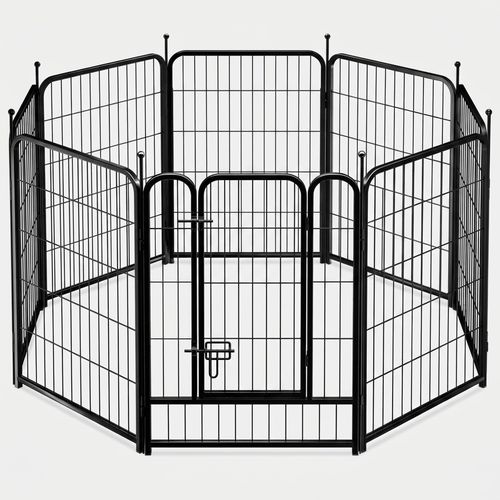 PawGiant Dog Fence Playpen 24”/32”/40” Indoor Outdoor for Small/Medium/Large Dogs, Metal Pet Puppy Cat Exercise Fencing Gate Crate Cage Outside RV, Camping, Yard, Garden