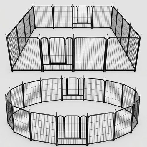 PawGiant Heavy Duty Metal Dog Fence Playpen, 32" Tall 16-Panel Pet Enclosure for Small/Medium Dogs, Indoor/Outdoor, Easy Assemble, RV Camping, Yard, Garden, Secure Play Area, Adjustable Shape & Size