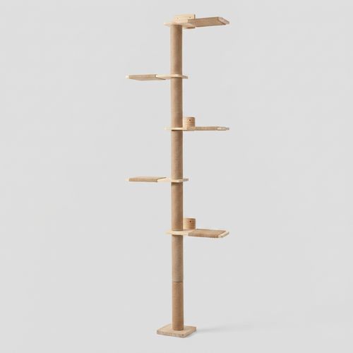 PawGiant Tall Cat Tree for Wall 83.9inch, Wood Cat Wall Shelves for Kittens, Wall-Mounted Cat Tower with Scratching Post for Play, Climb & Scratching, 5 Tier Platforms