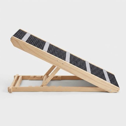 Dog Ramp for Bed, 39.4"L 16.9'' Extra Wide Wooden Dog Ramp for Couch with 4 Adjustable Heights from 15"to 23", Non-Slip Walkway & Bottom, Foldable Pet Ramp for Sofa, Bed, Car, Supports Up to 200 Lbs